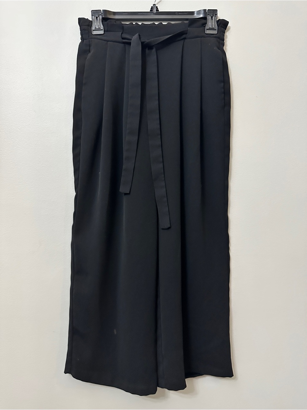 Zara Basic Black Paperbag Waist Wide Leg Culotte Crop Pants XS